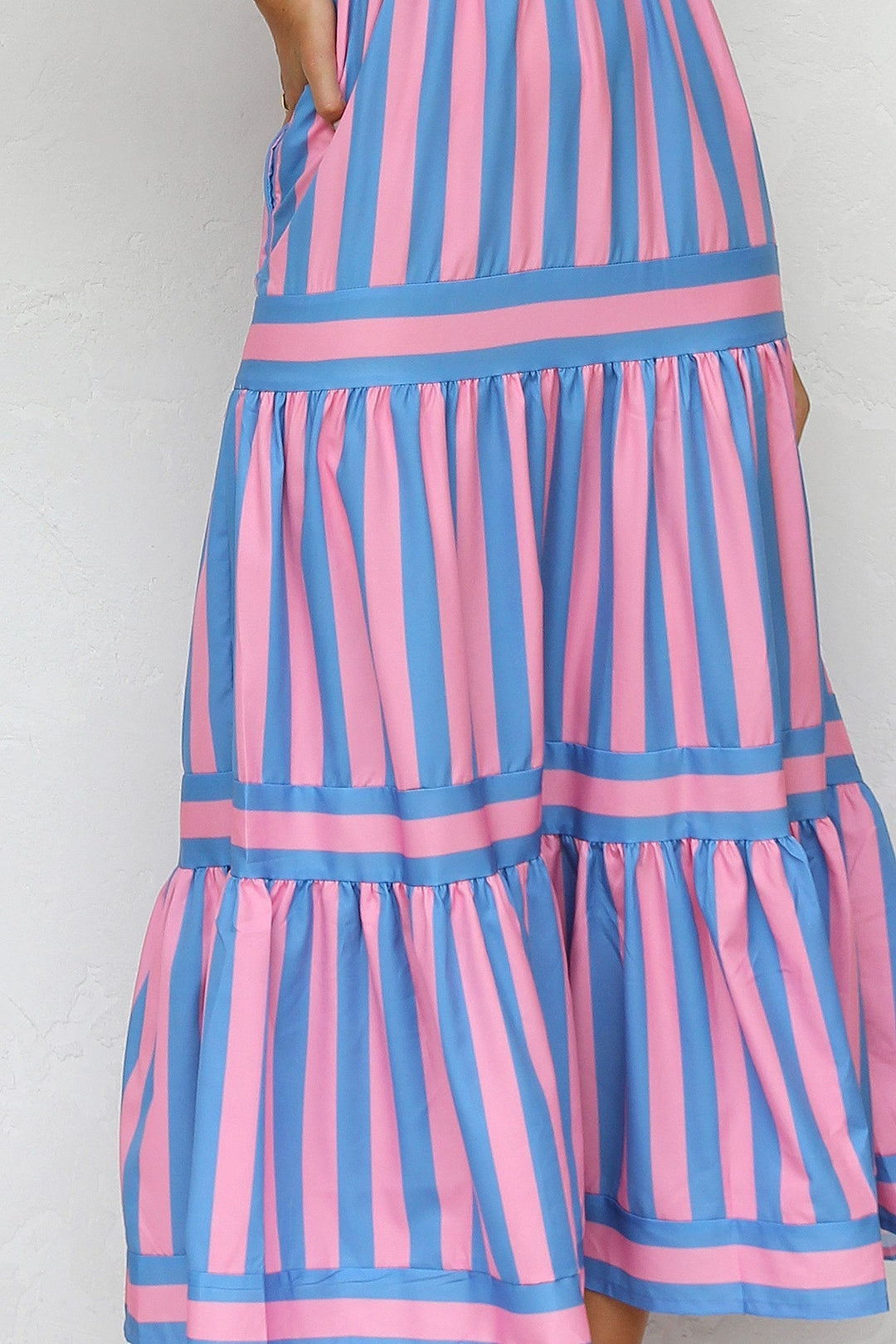 Tess | Maxi Jurk met Strepen en Gelaagde Rok