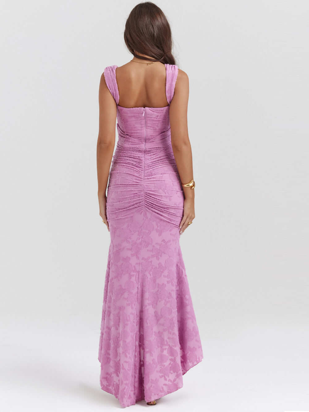Vera | Midi Jurk met Kant en Gedrapeerde Taille