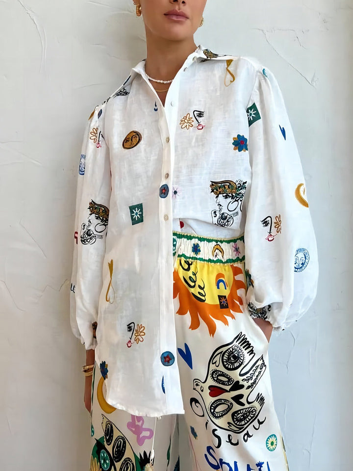 Azra | Blouse met Speelse Print en Luchtige Fit