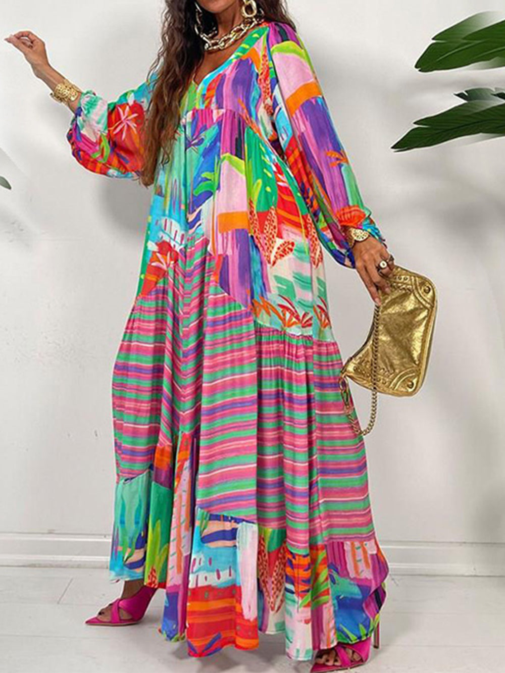Marit | Kleurrijke Boho Maxi Jurk