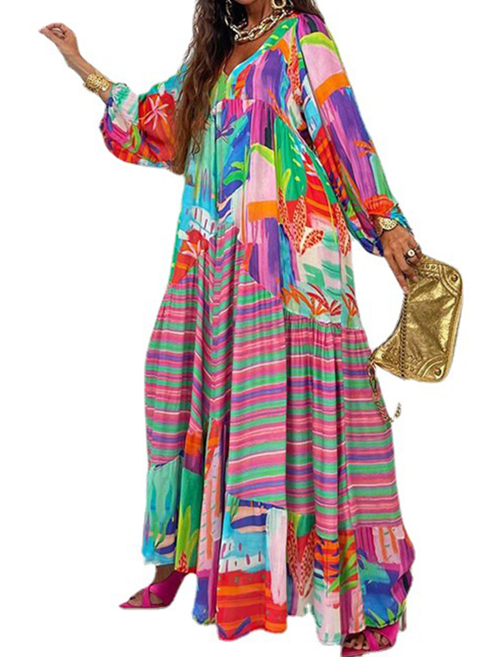 Marit | Kleurrijke Boho Maxi Jurk