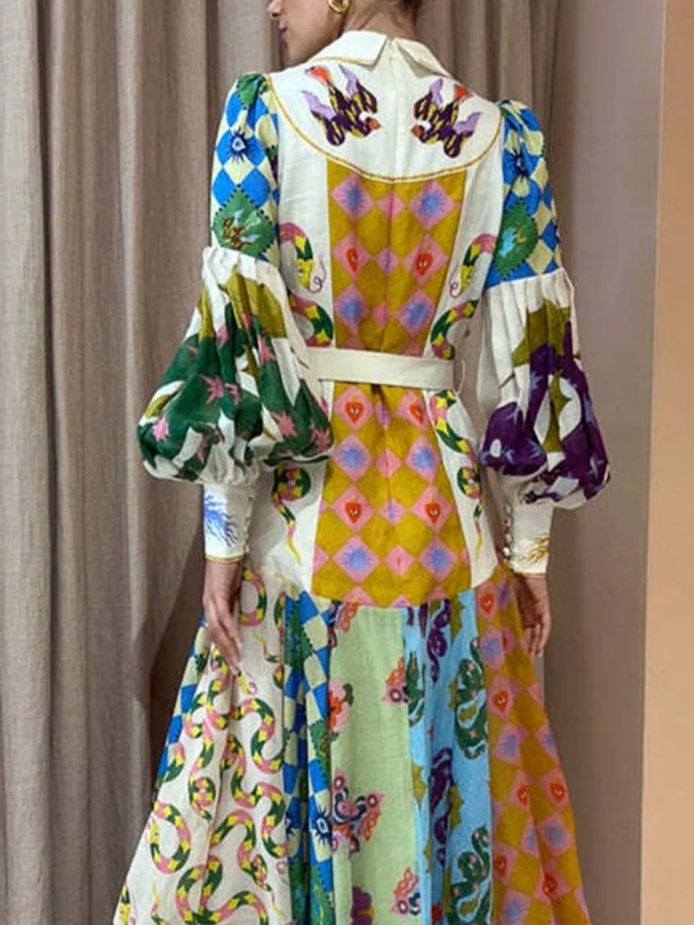 Rosalie | Artistieke Patchwork Maxi Jurk