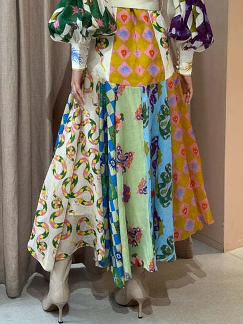 Rosalie | Artistieke Patchwork Maxi Jurk