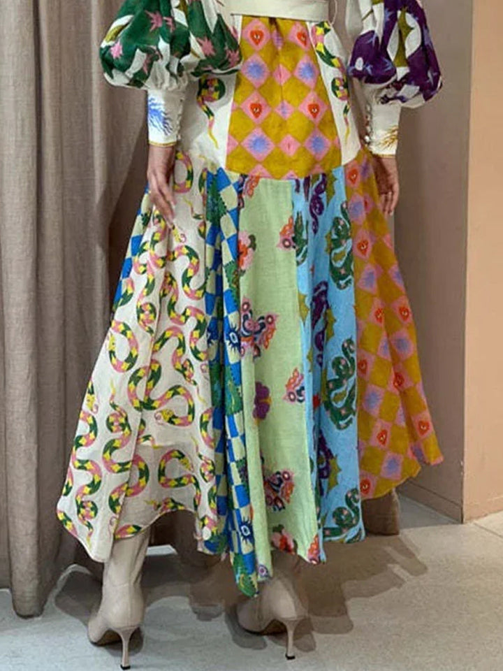 Rosalie | Artistieke Patchwork Maxi Jurk