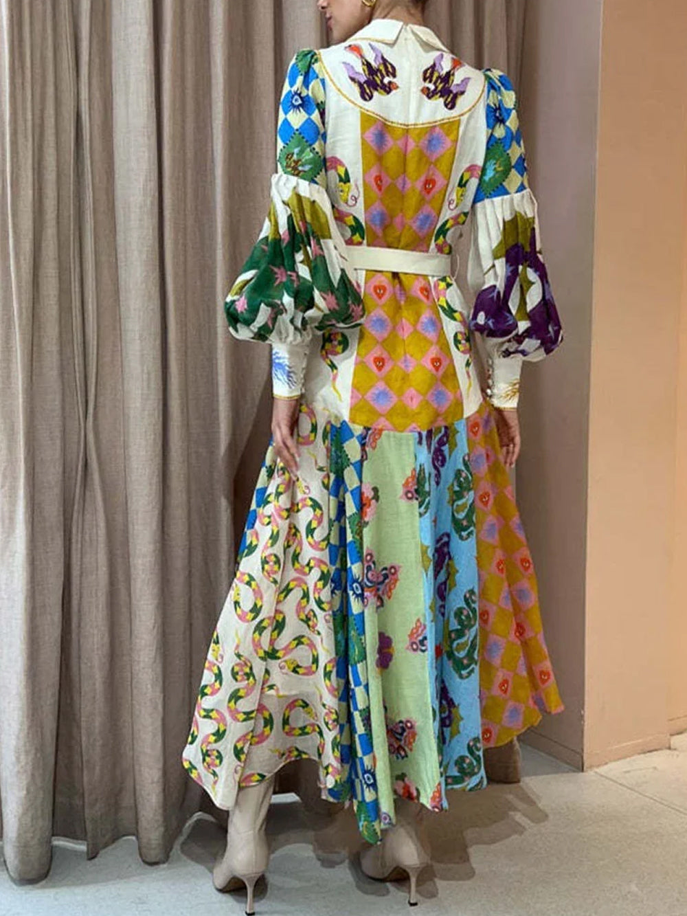 Rosalie | Artistieke Patchwork Maxi Jurk