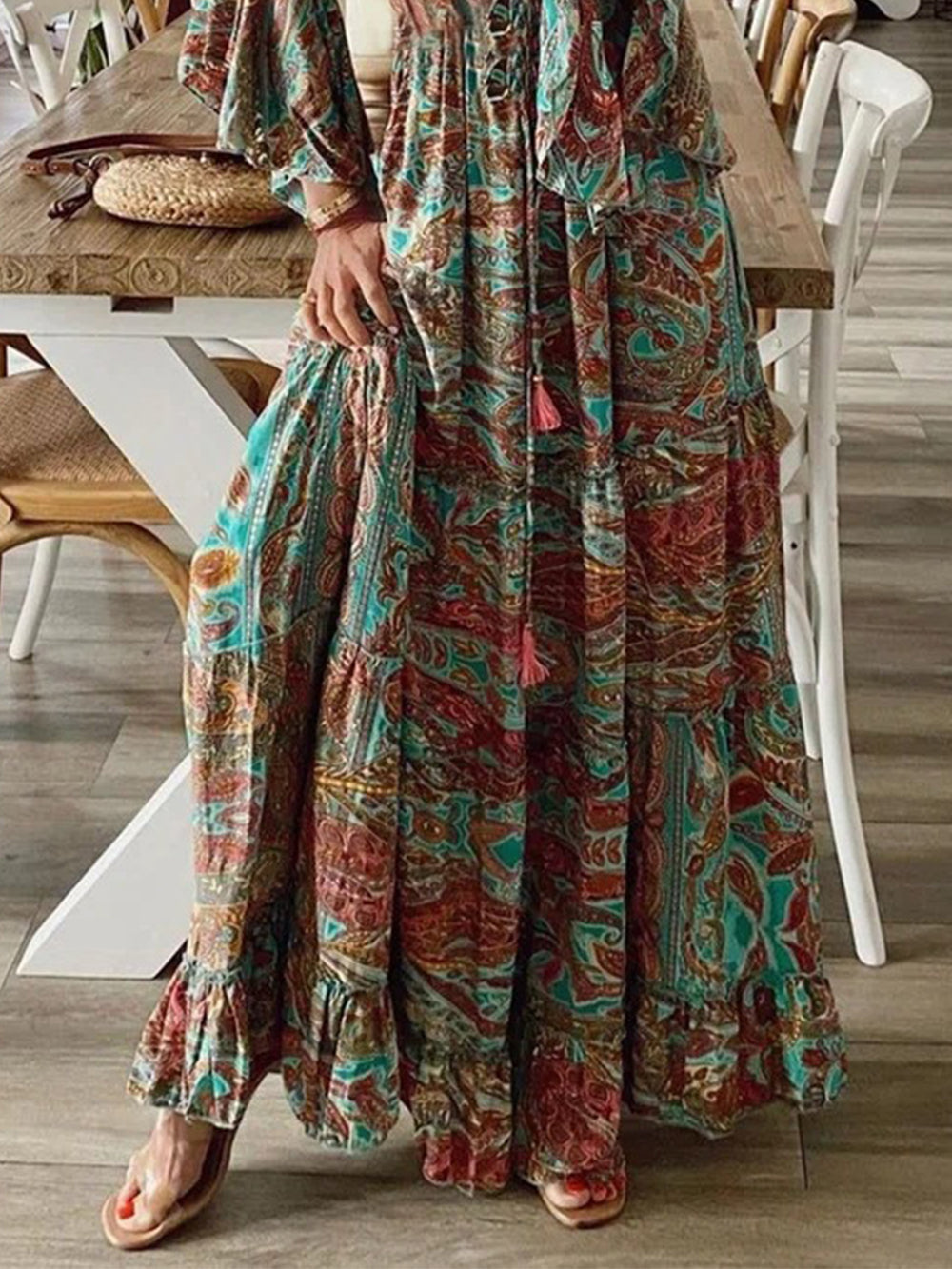 Nouk | Maxi Jurk met Paisley Print en Ruffle Details
