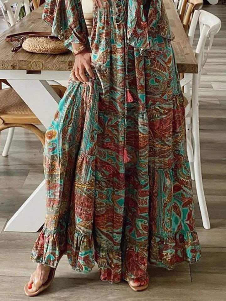 Nouk | Maxi Jurk met Paisley Print en Ruffle Details