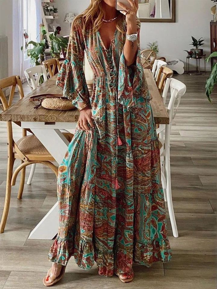 Nouk | Maxi Jurk met Paisley Print en Ruffle Details