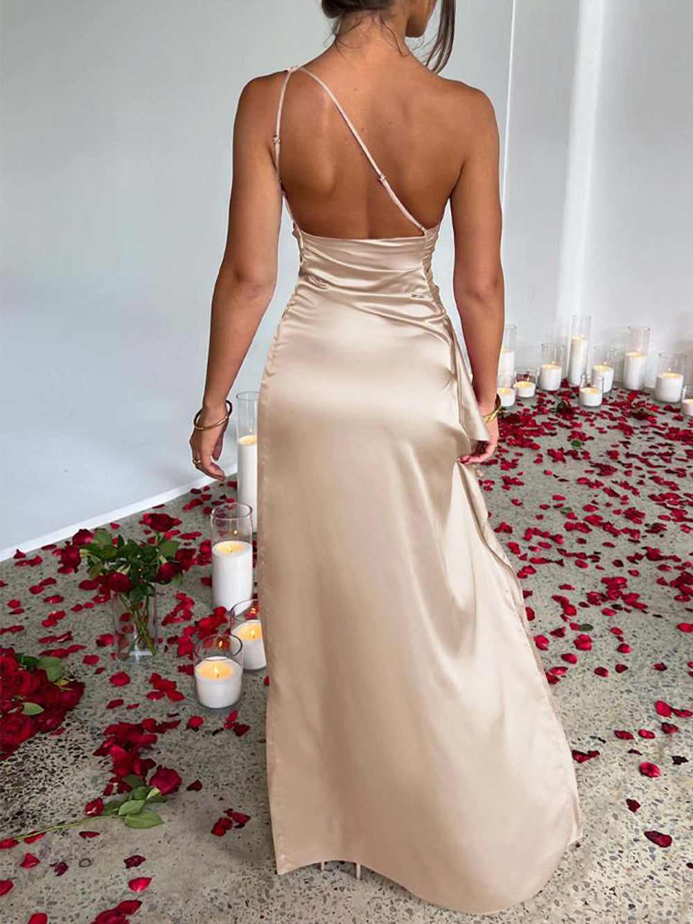 Kiki | One Shoulder Maxi Jurk met Draped Detail