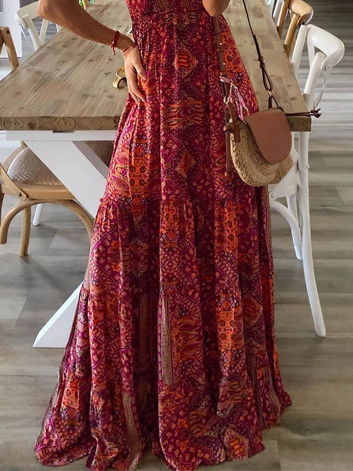 Elise | Bohemian Maxi Jurk met V-Hals