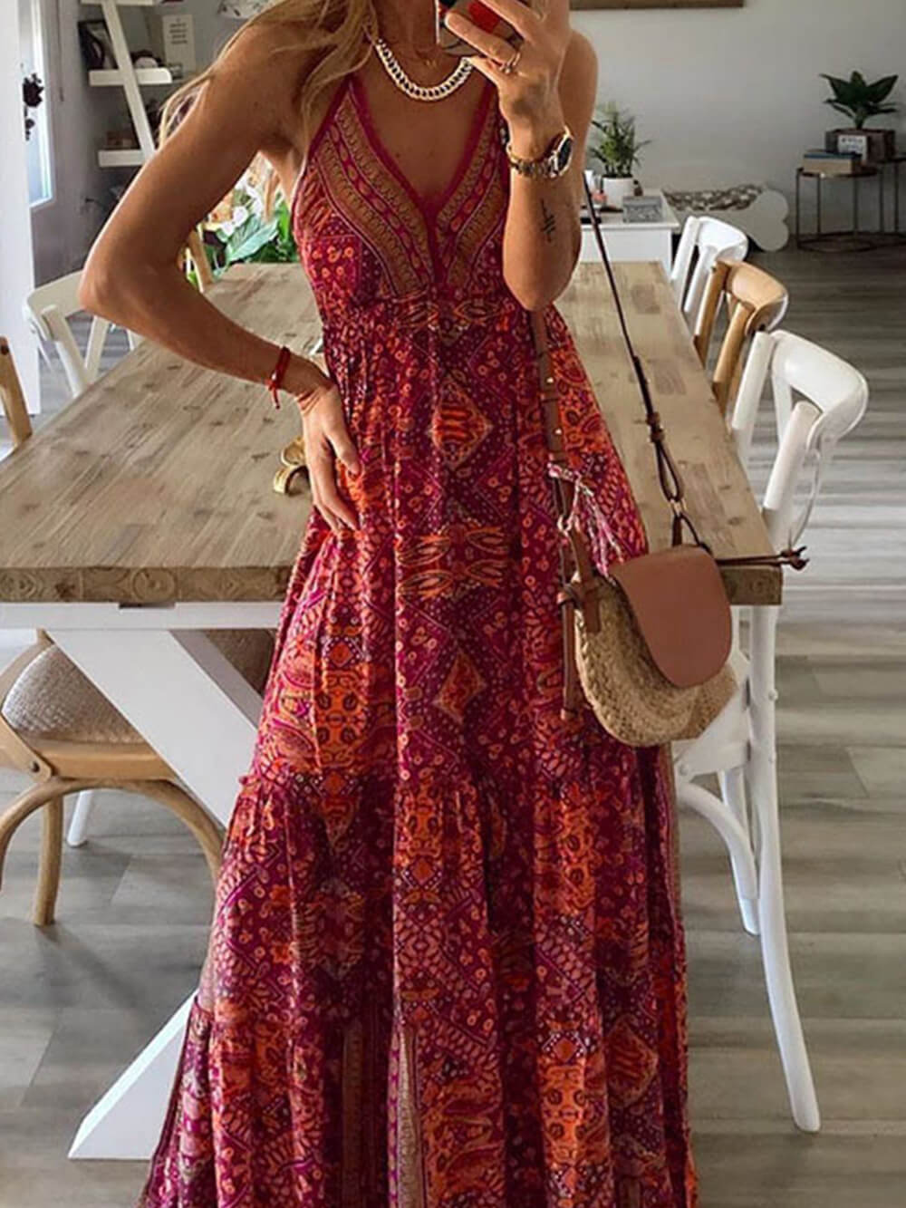 Elise | Bohemian Maxi Jurk met V-Hals