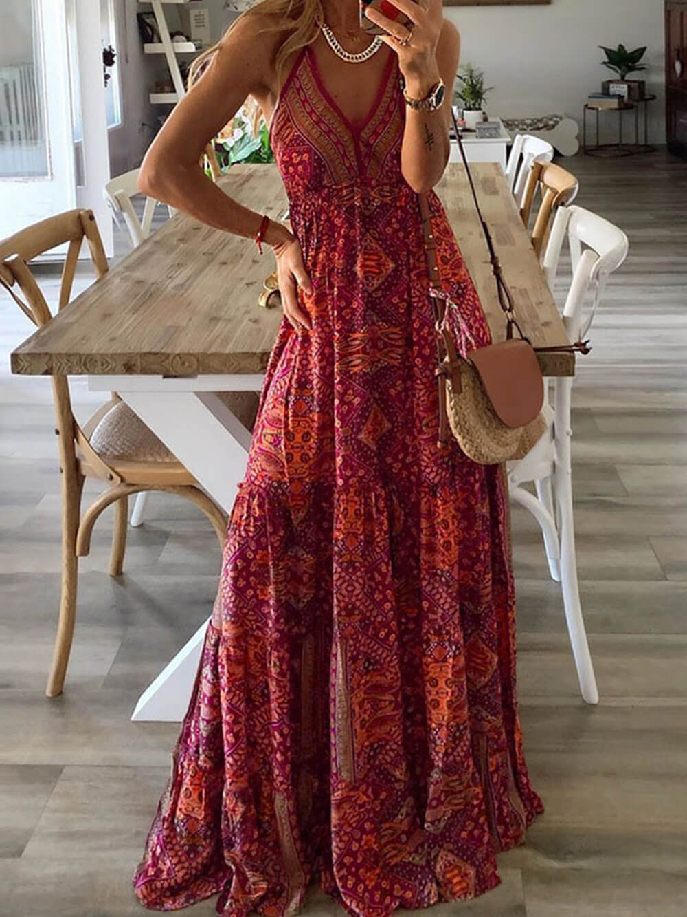 Elise | Bohemian Maxi Jurk met V-Hals