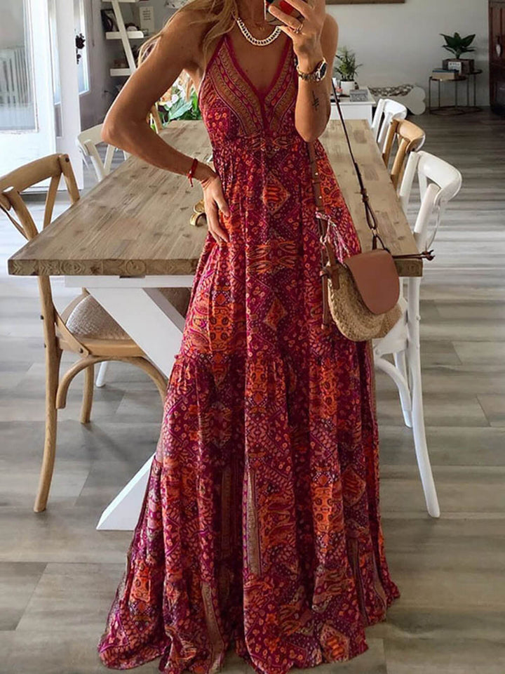 Elise | Bohemian Maxi Jurk met V-Hals