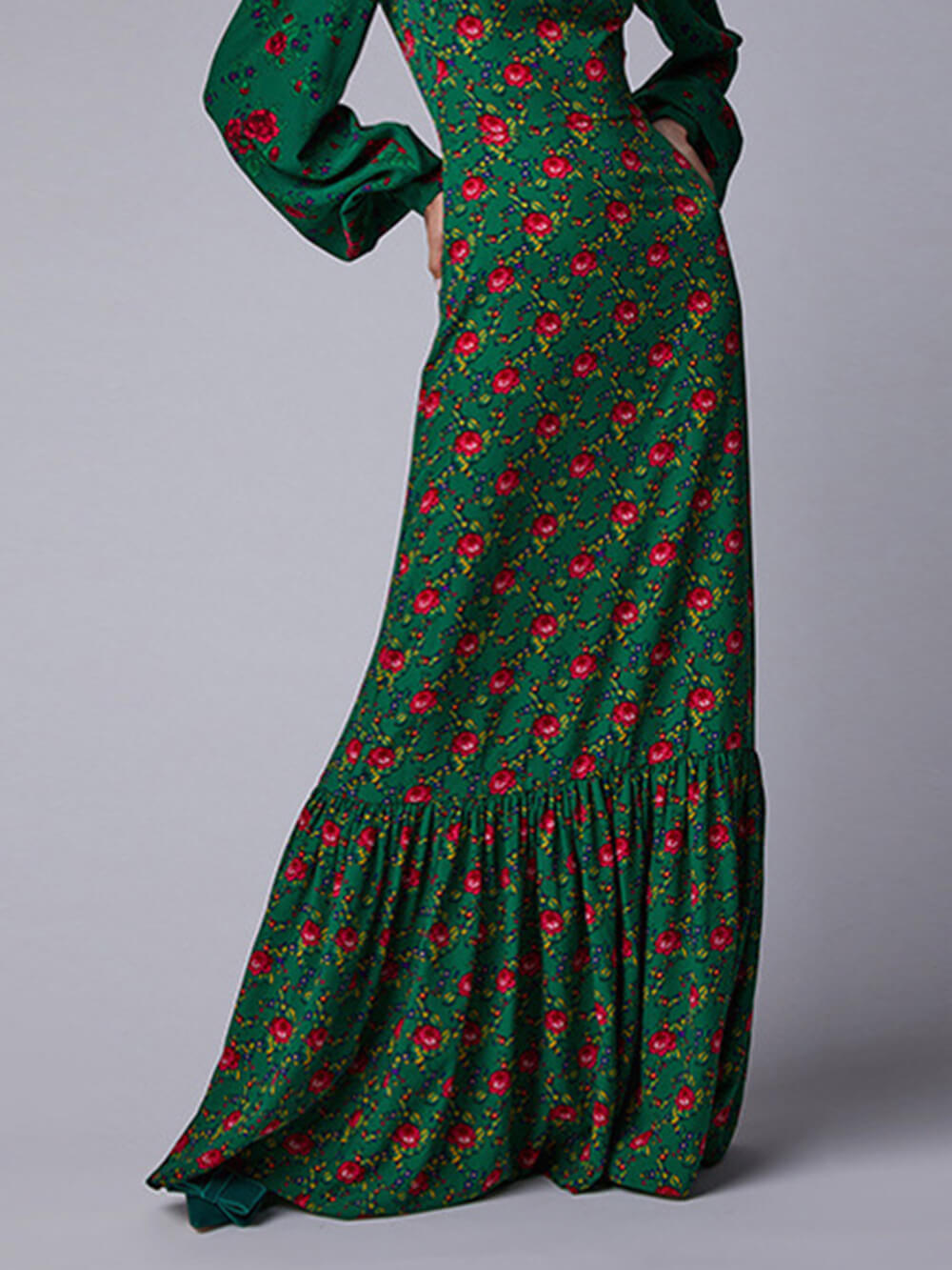 Marinthe | Maxi Jurk met Bloemenprint en Statement Mouwen