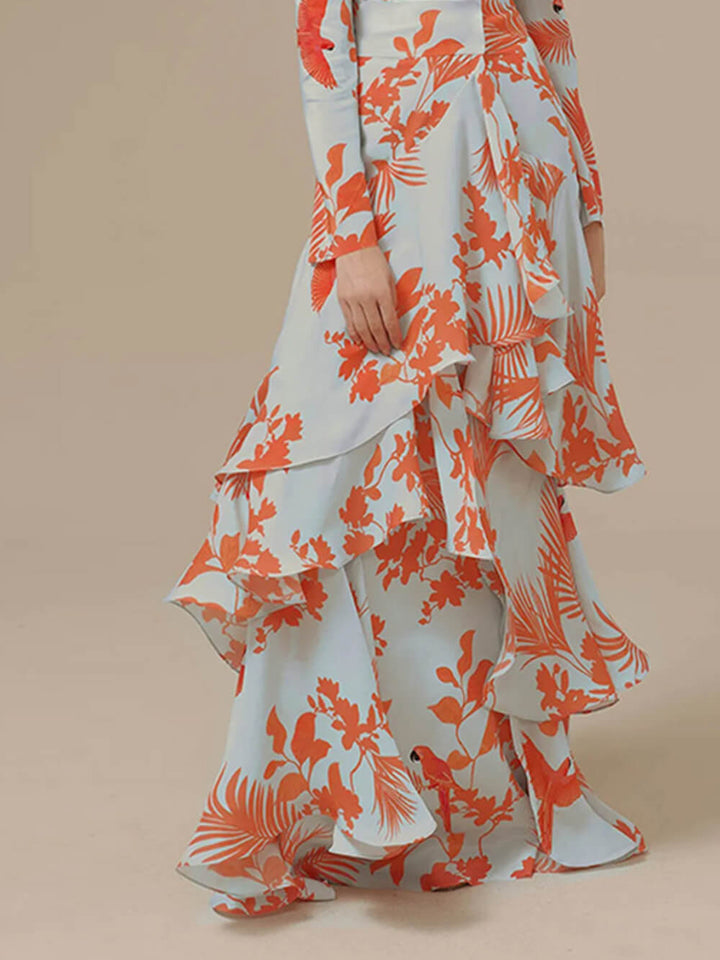 Elise | Tropische Ruffle Maxi Jurk