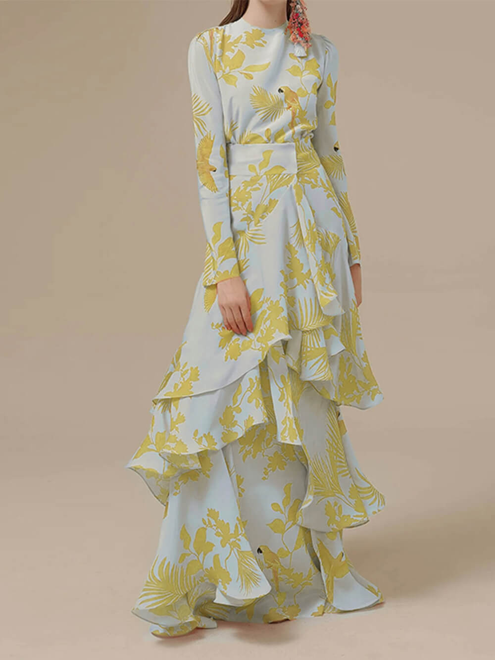Elise | Tropische Ruffle Maxi Jurk