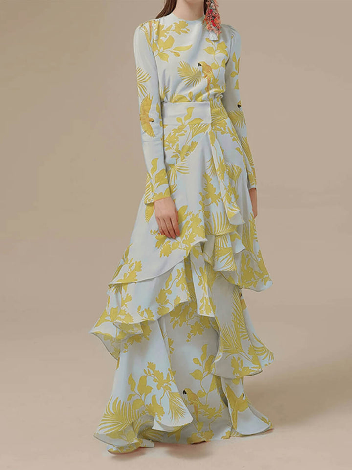 Elise | Tropische Ruffle Maxi Jurk