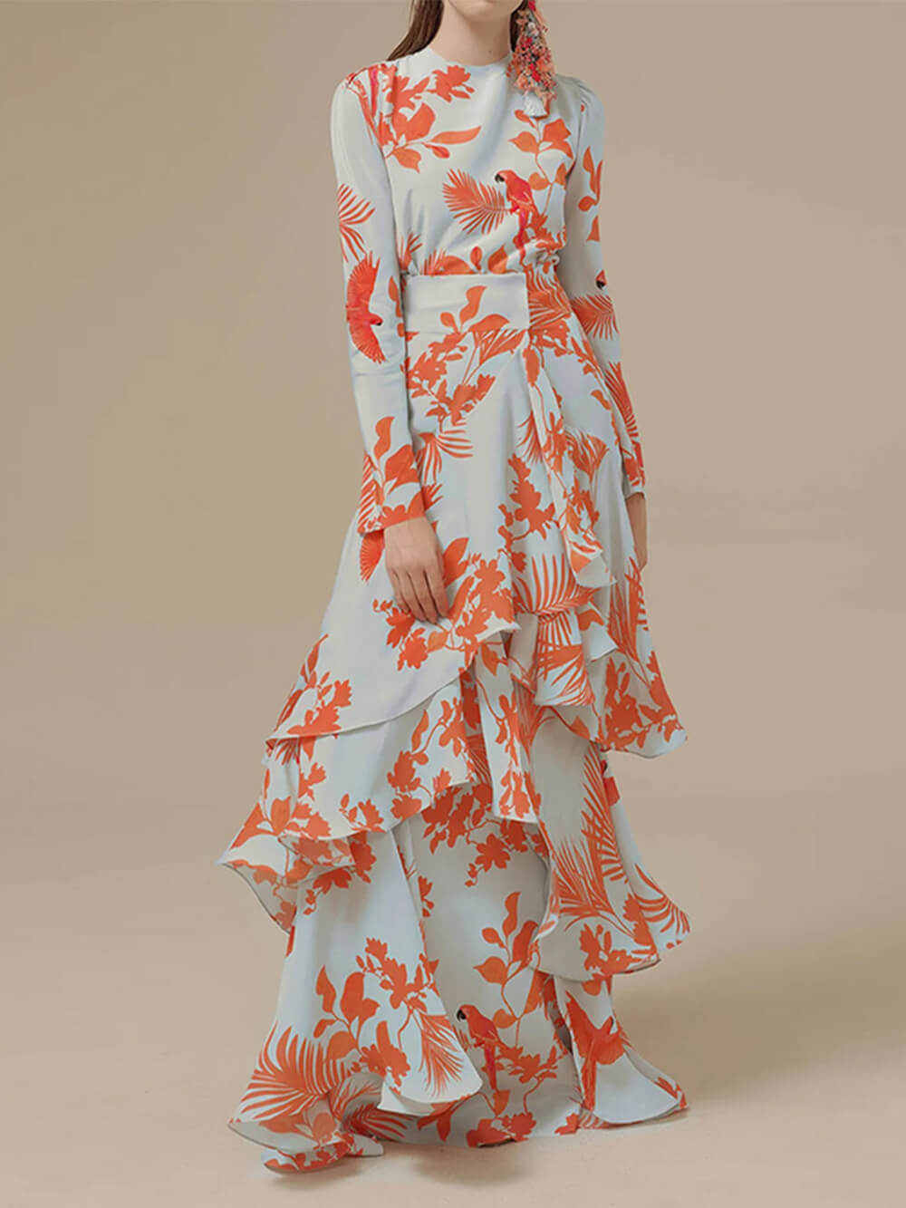 Elise | Tropische Ruffle Maxi Jurk