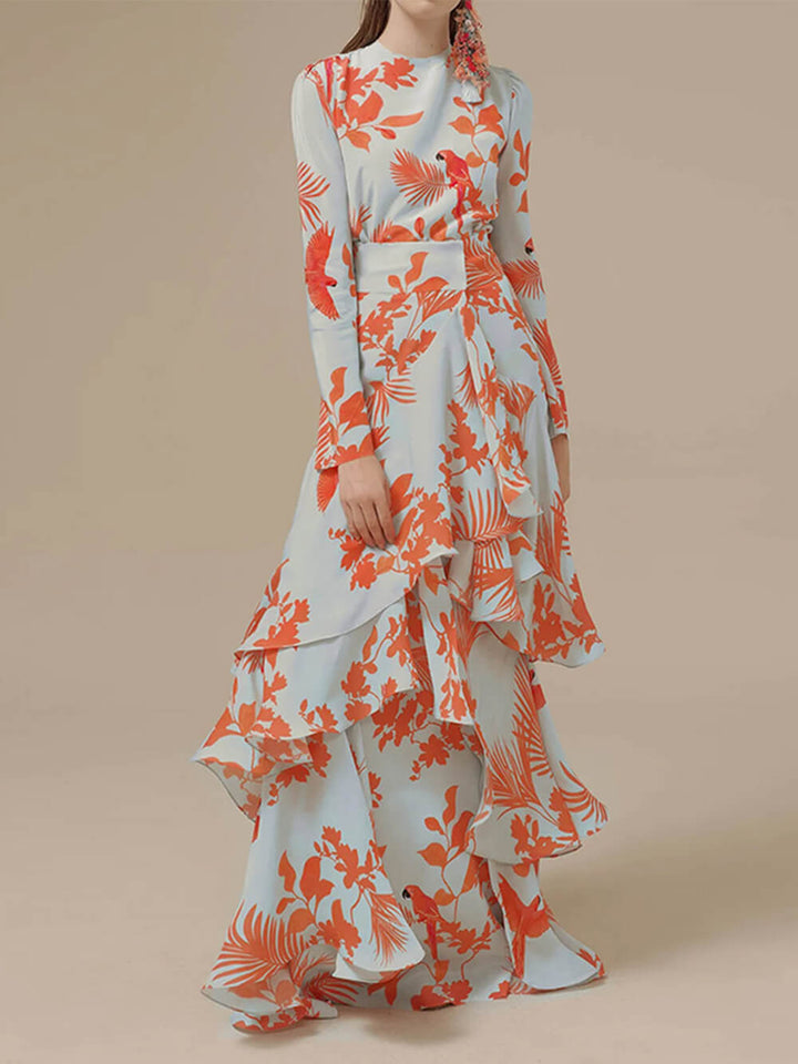 Elise | Tropische Ruffle Maxi Jurk