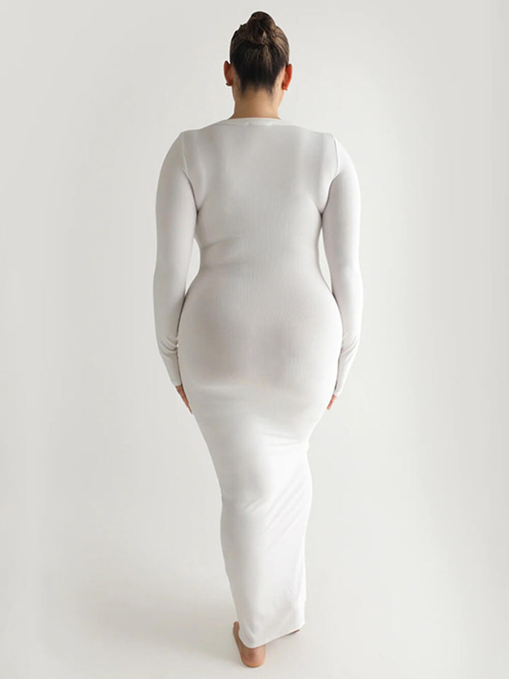Livia | Maxi Jurk met Lange Mouwen en Minimalistische Pasvorm