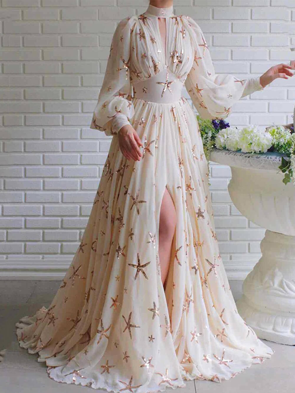 Elowen | Maxi Jurk met Borduurdetails en Split