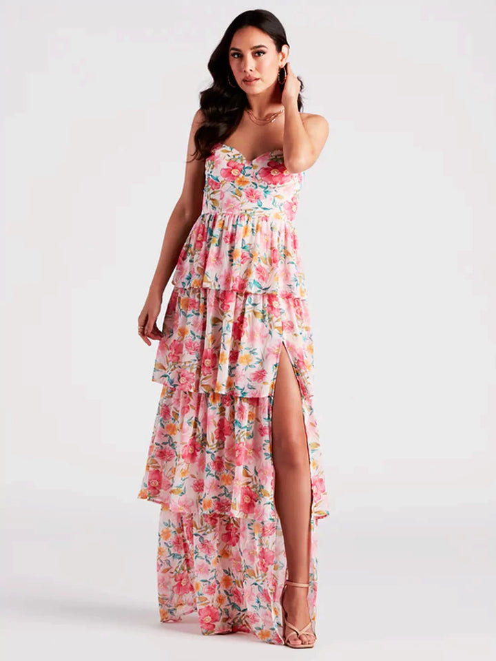 Jill | Maxi Jurk met Ruffles en Split