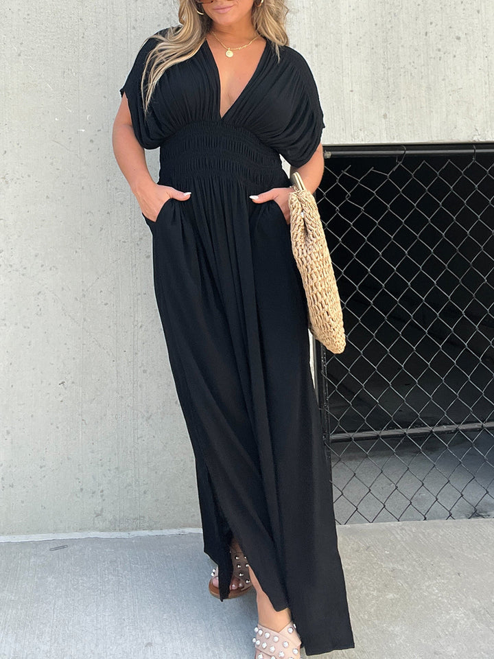 Jade | Maxi Jurk met Geplooide Taille