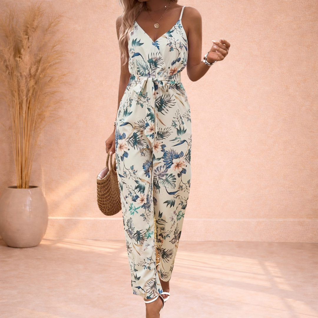 Aria | Jumpsuit met Bloemenprint en Strikceintuur