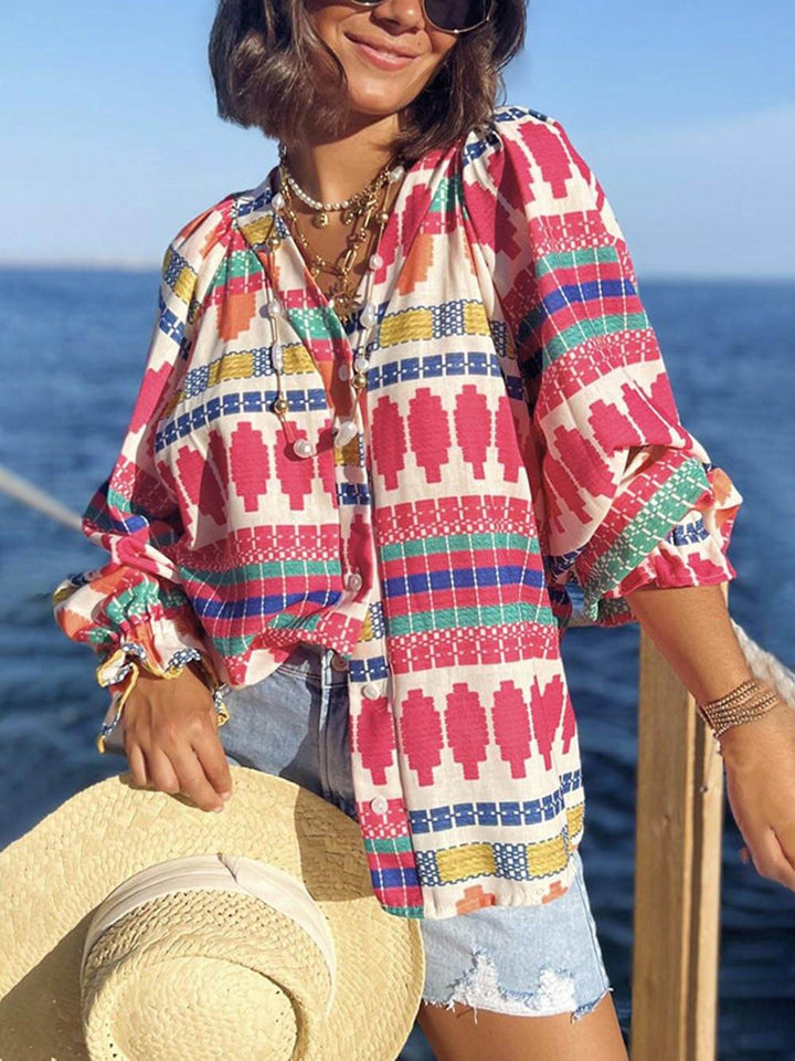 Aafke | Blouse met Kleurrijke Print en Relaxte Fit