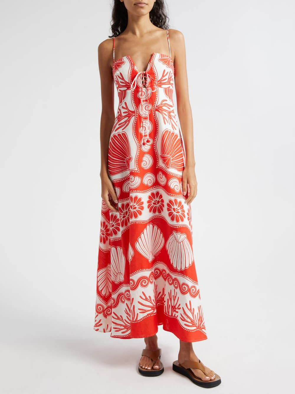 Nadine | Maxi Jurk met Schelpenprint en Gelaagde Rok