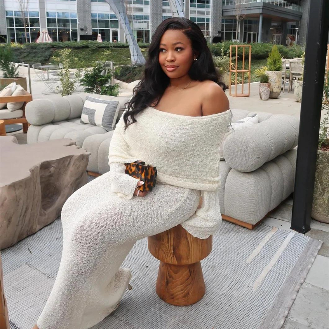 Elena | Off-Shoulder Knit Maxi Jurk