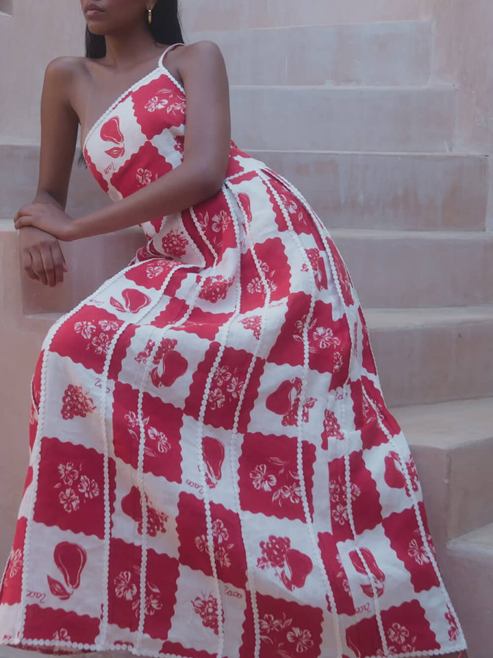Danique | One Shoulder Maxi Jurk met Print