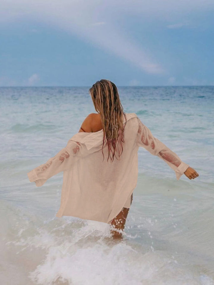 Aisha | Luchtige Strand Blouse met Strikdetail