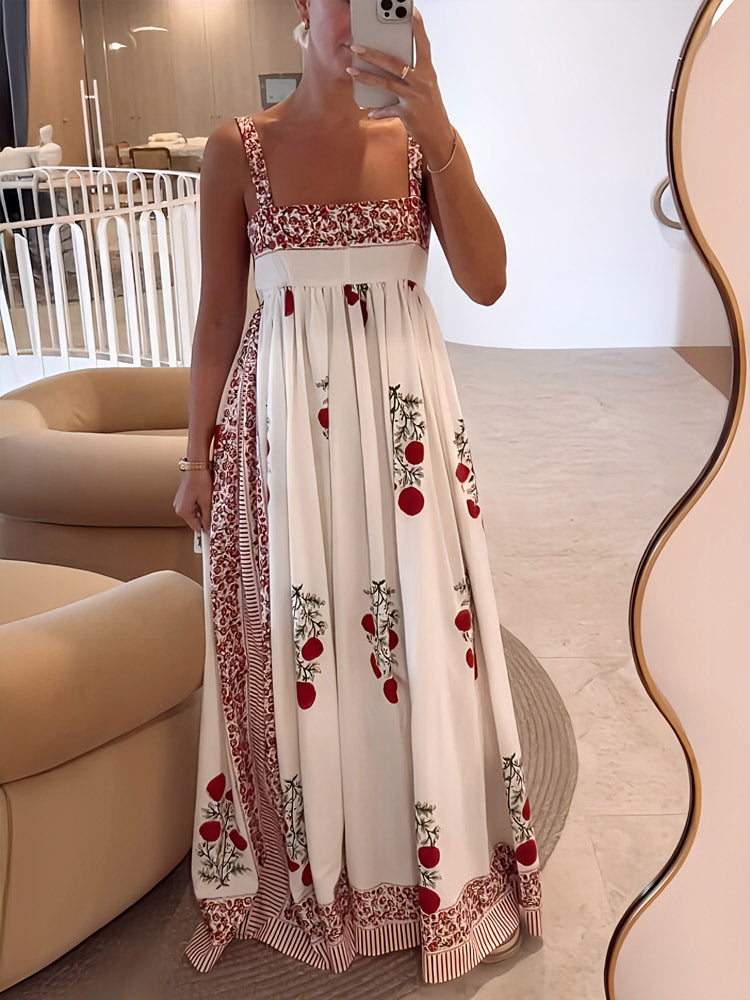 Fleurine | Maxi Jurk met Print en Volle Rok
