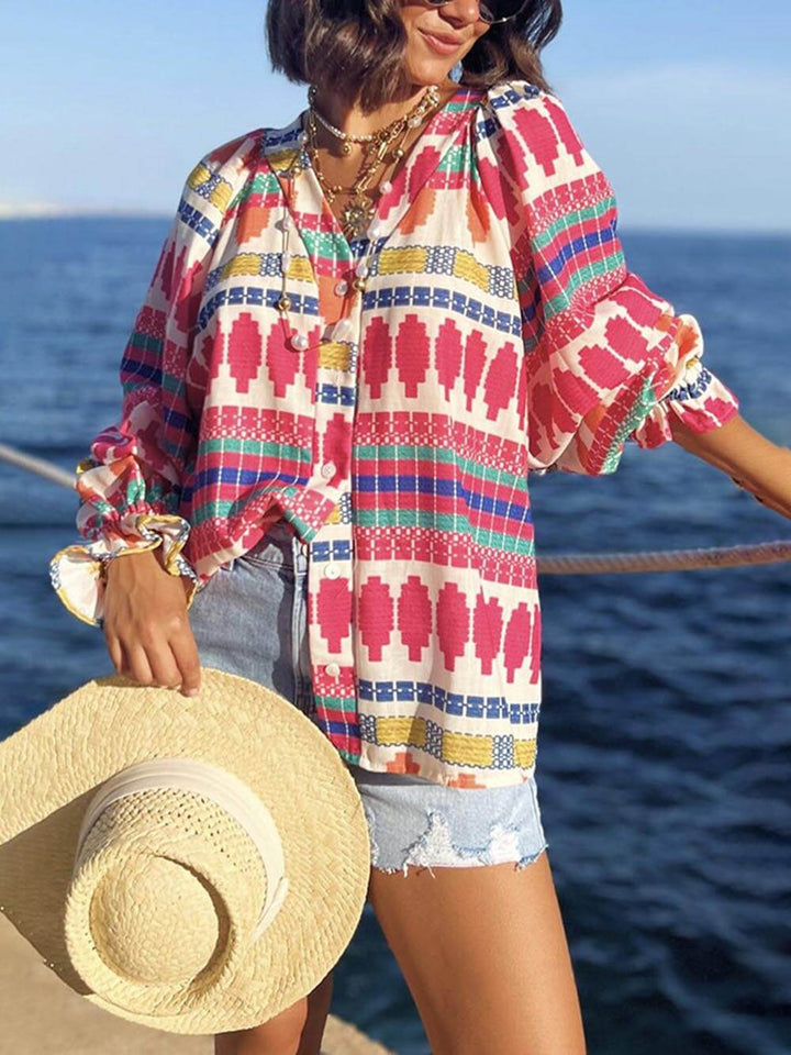 Aafke | Blouse met Kleurrijke Print en Relaxte Fit