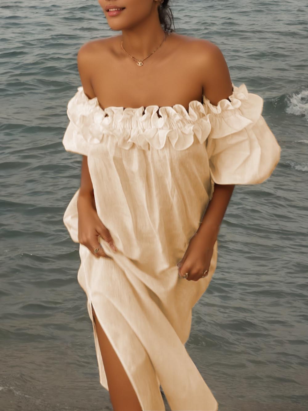 Loïs | Off Shoulder Jurk met Ruffles