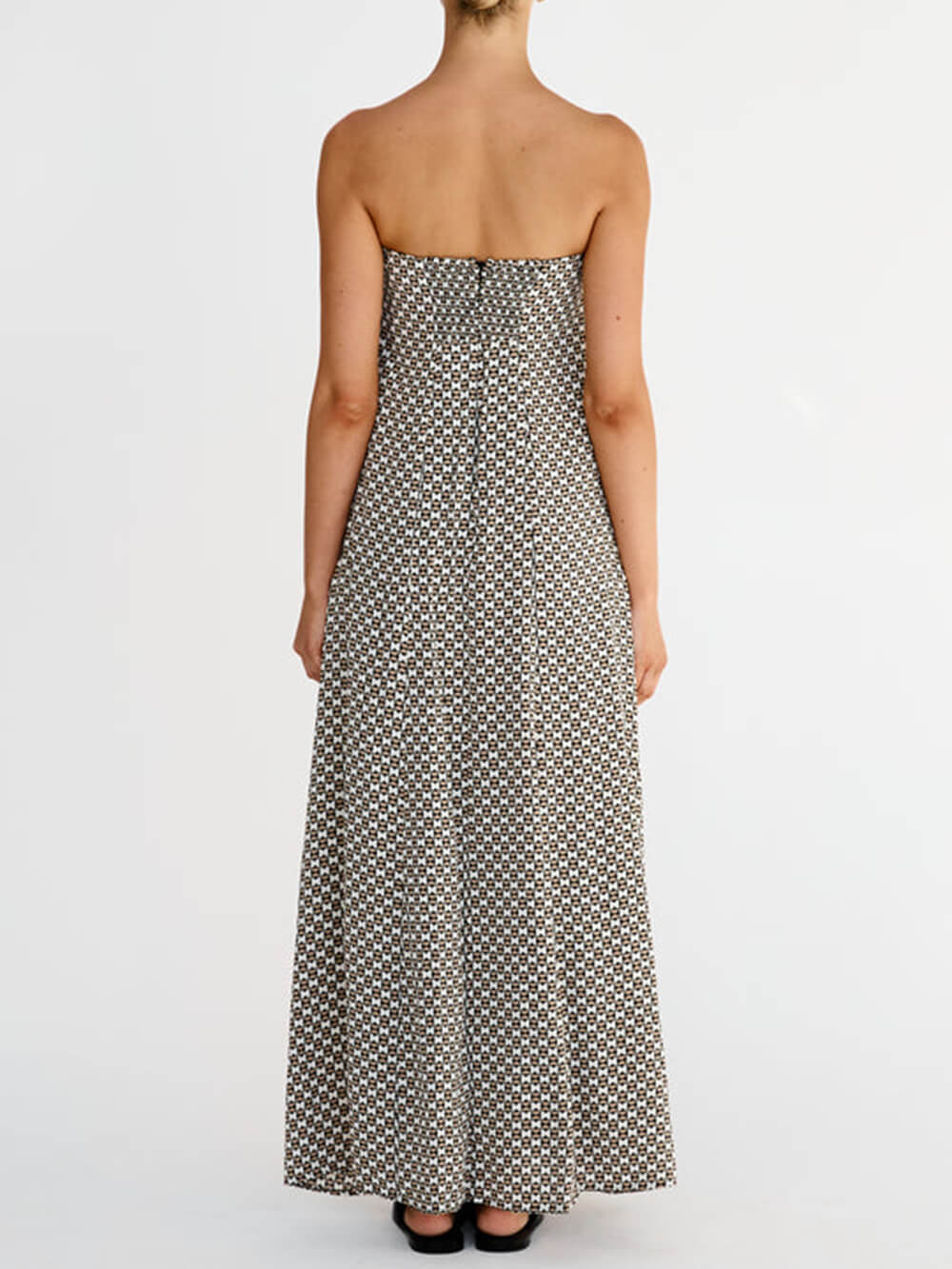 Lisa | Strapless Maxi Jurk met Grafische Print