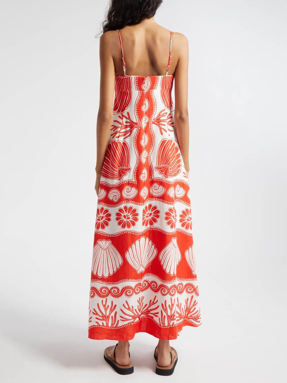Nadine | Maxi Jurk met Schelpenprint en Gelaagde Rok