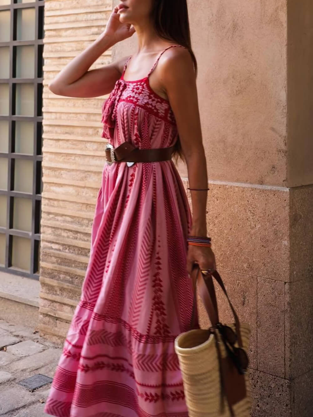 Merel | Maxi Jurk met Borduurprint