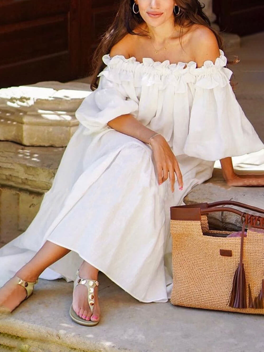 Loïs | Off Shoulder Jurk met Ruffles