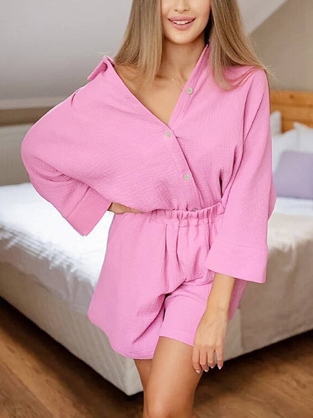Adela | Zomerset met Blouse en Short in Luchtige Structuur