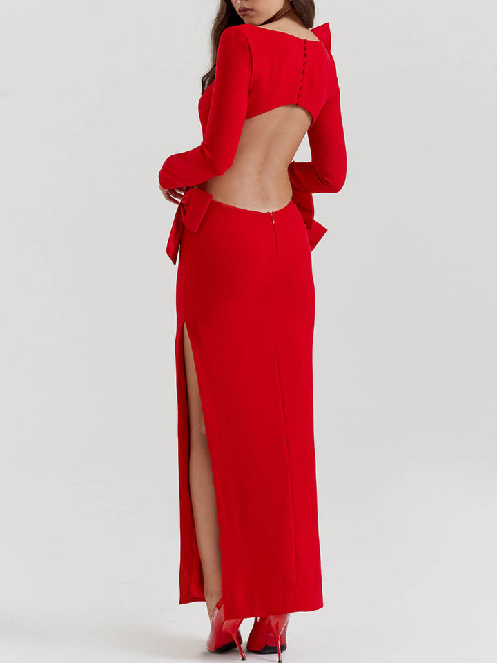 Soraya | Maxi Jurk met Strikdetails en Aansluitende Pasvorm