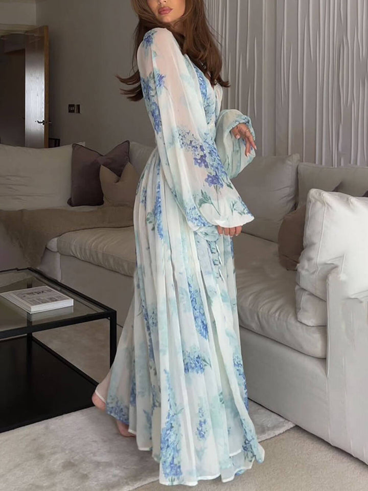 Yara | Maxi Jurk met Ruffles en Diepe V-hals