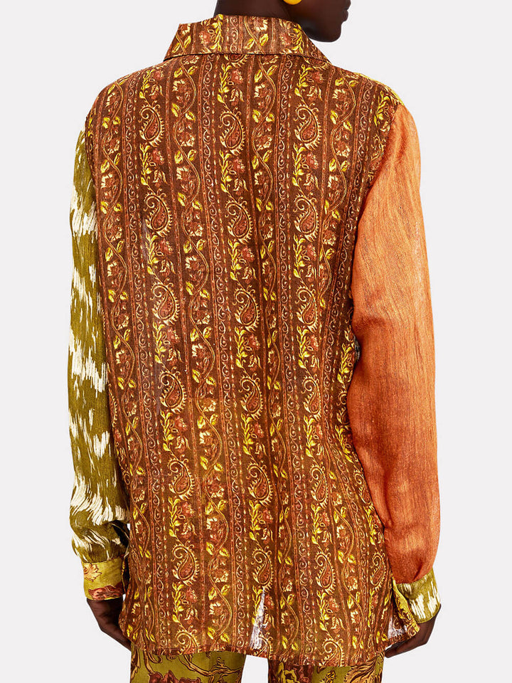 Aziza | Blouse met Patchwork Print en Statement Look