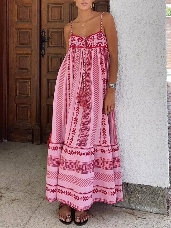 Merel | Maxi Jurk met Borduurprint