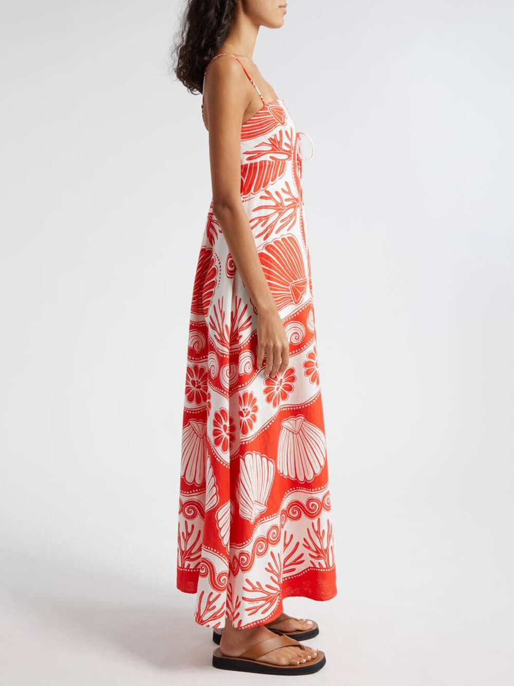 Nadine | Maxi Jurk met Schelpenprint en Gelaagde Rok