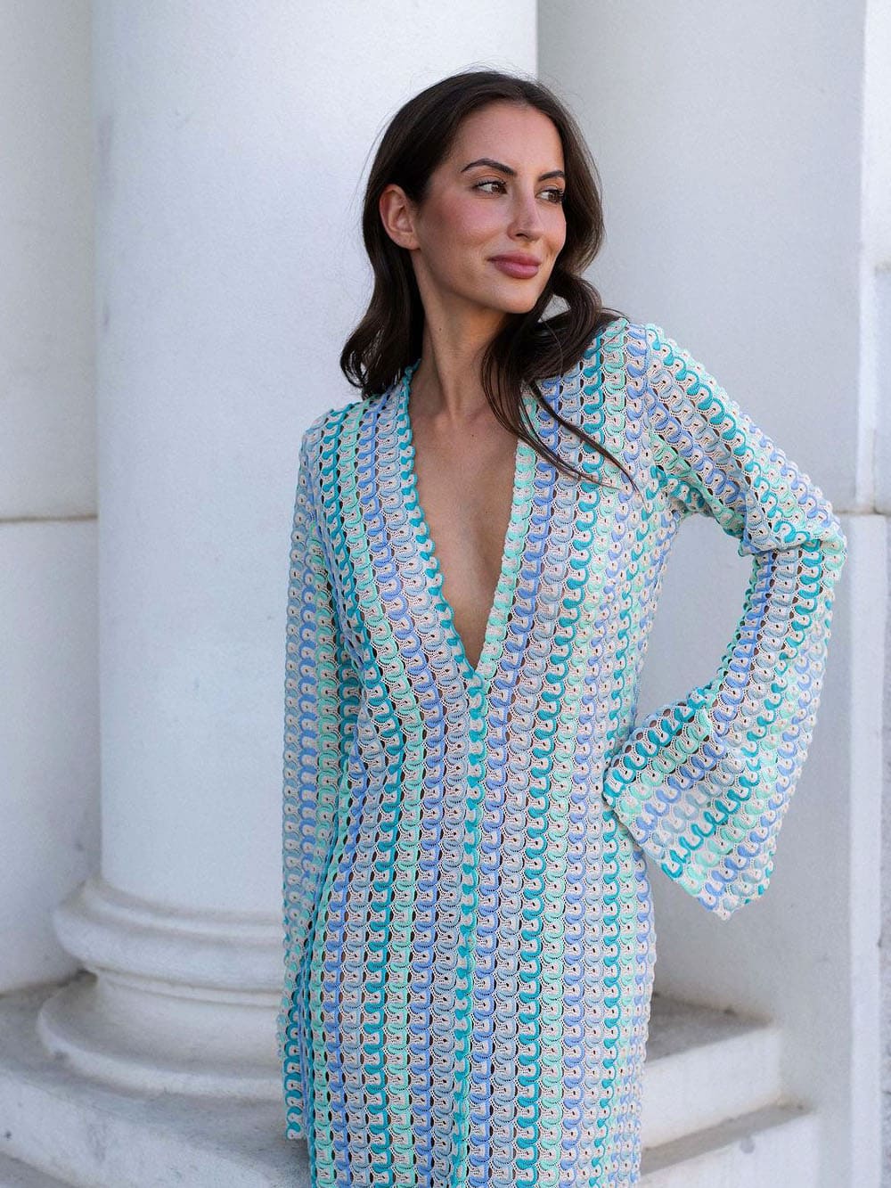 Sanne | Maxi Jurk met Patroon en Split