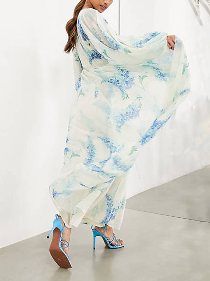 Yara | Maxi Jurk met Ruffles en Diepe V-hals