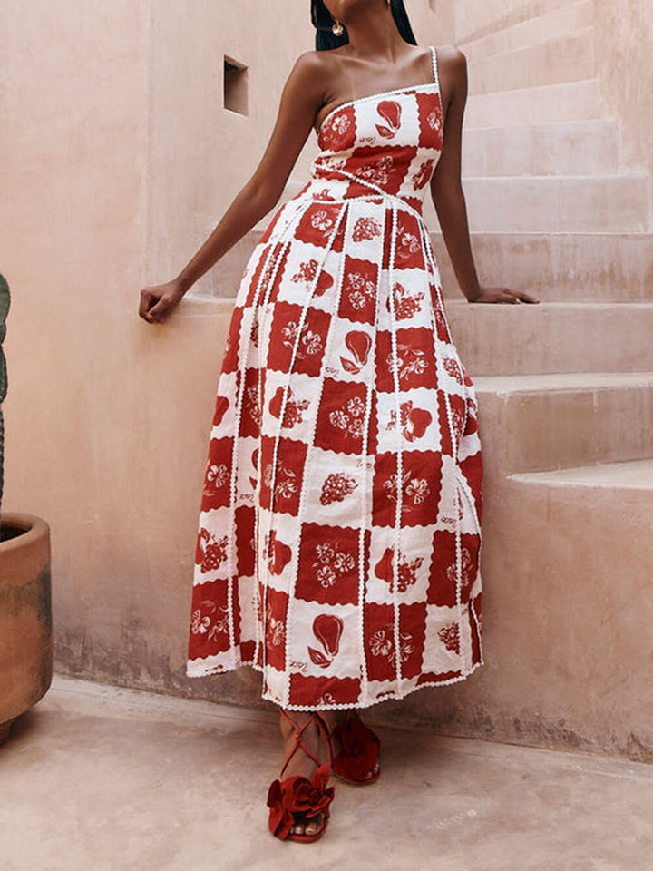 Danique | One Shoulder Maxi Jurk met Print