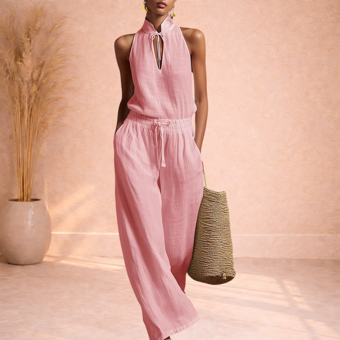 Luna | Halter Jumpsuit van Linnen en Katoen